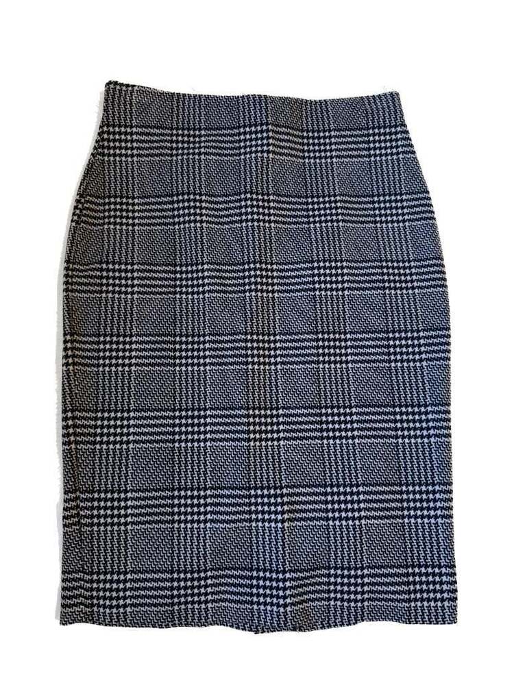 Le Château Slightly Above Knee Skirt Y2K Pied-De-Poule Pattern